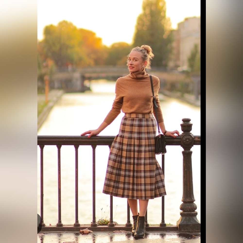 Vintage Plaid A-Line Skirt Grandmacore - Picture 11 of 14